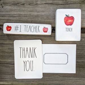 🍎RAE DUNN Pen Holder & Desk Sign #1 Teacher Set🍎